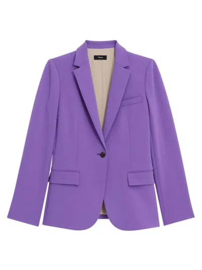 Theory Women's Staple Classic Crepe Single-button Blazer In Bright Peony