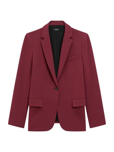 Theory Women's Staple Classic Crepe Single-button Blazer In Burgundy