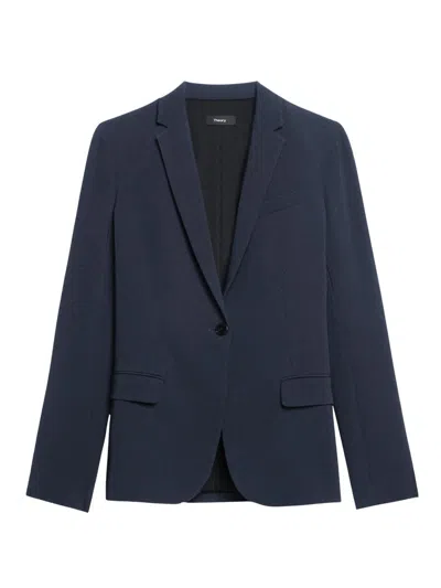 Theory Women's Staple Classic Crepe Single-button Blazer In Blue