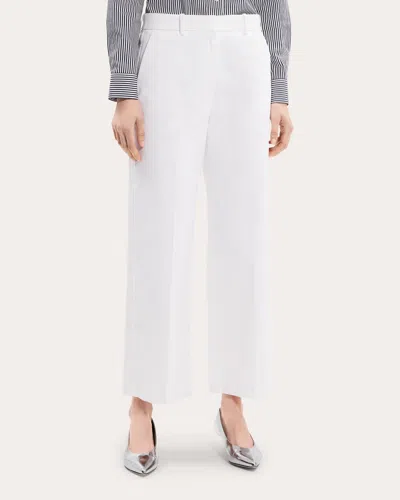 Theory High Waisted Straight Leg Pant In White
