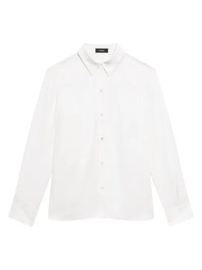 Theory Women's Straight Silk Button-front Shirt In Neutral