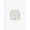 THEORY THEORY WOMENS STRAW WOVEN-TEXTURE MID-RISE LINEN-BLEND SHORTS
