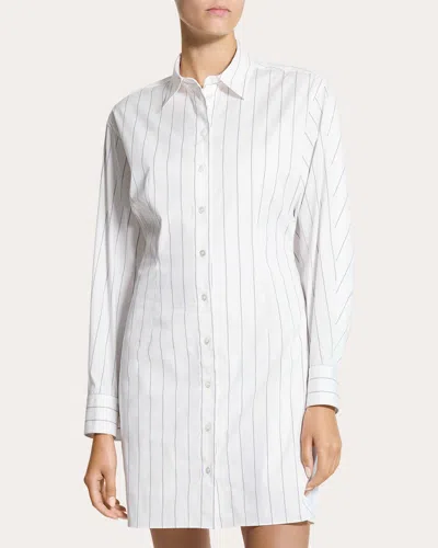 Theory Women's Stripe Poplin Articulated Shirt Dress In White