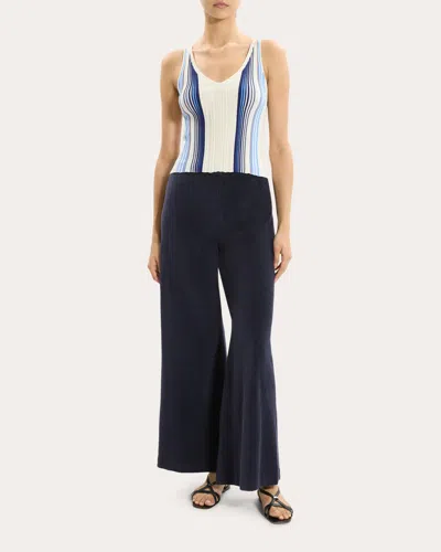 Theory Women's Stripe Rib Knit Scoop Neck Tank Top Cotton/polyamide In Multi