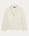 Theory Shrunken Three-button Blazer In Striped Crepe Jersey In White