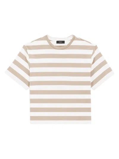 Theory Women's Striped Boxy Cotton T-shirt In Multi