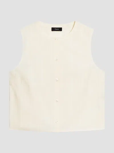 Theory Women's Striped Cotton Poplin Top In White