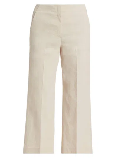 Theory Clean Terena Wide Leg Crop Pants In Straw