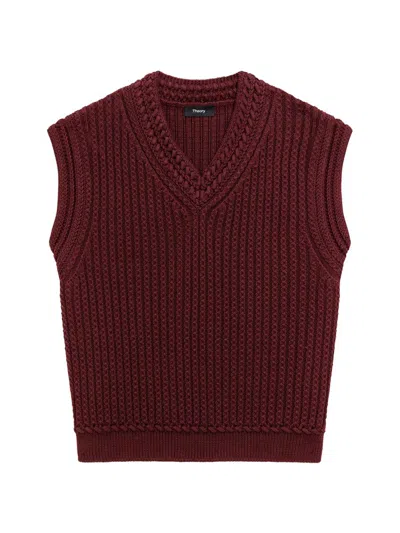Theory Women's Textured Cotton Vest In Burgundy