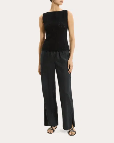 Theory Women's Textured Knit Boatneck Top In Black