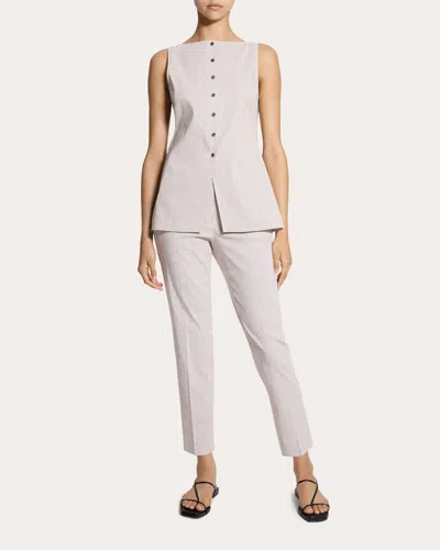 Theory Women's Textured Linen Boatneck Cutaway Vest Top In Neutral