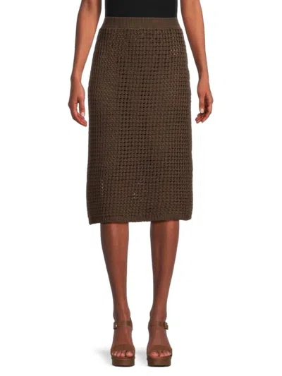 Theory Women's Textured Midi Skirt In Pecan