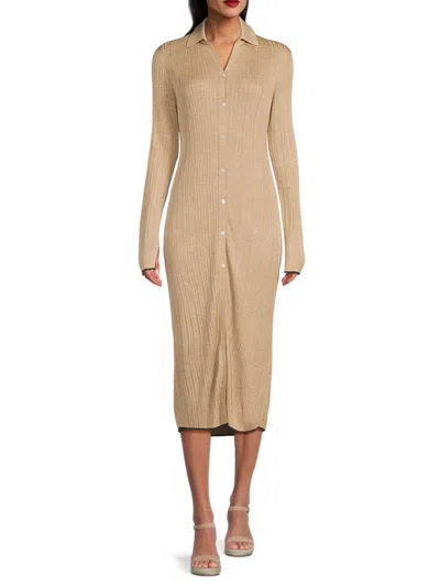 Theory Women's Textured Silk Blend Midi Shirtdress In Oat Melange
