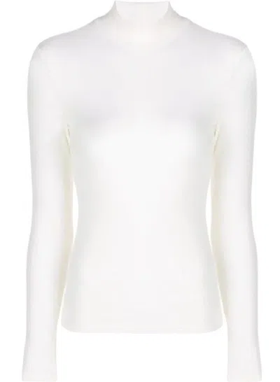 Theory Women's Thin Ribbed Turtle Mock Neck Top In White