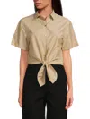 Theory Women's Tie Front Shirt In Soft Gold