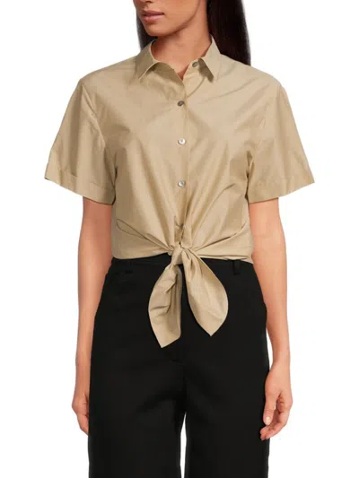 Theory Women's Tie Front Shirt In Soft Gold