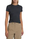 Theory Women's Tiny Heathered Wool-jersey Pullover Tee In Navy Melange