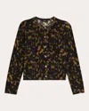 Theory Tortoise Pattern Merino Wool Cardigan In Brown