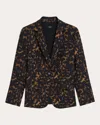 Theory Staple Tortoise-print Slim Crepe Blazer In Brown