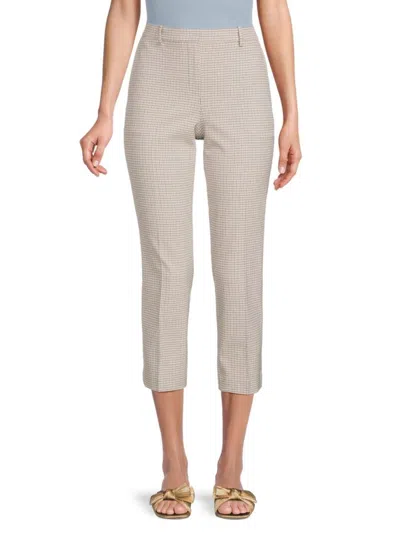 Theory Women's Treeca Checked Cropped Pants In Beige