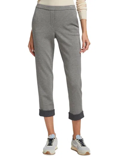 Theory Women's Treeca Elasticized Ankle Crop Pants In Gray