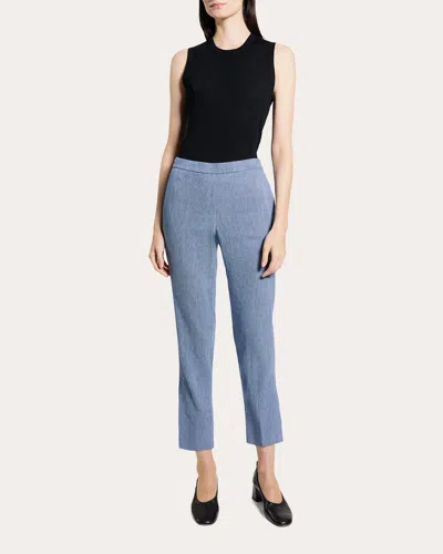Theory Women's Treeca Fluid Linen Cropped Pull-on Pants In Gray