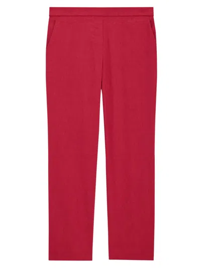 Theory Women's Treeca Linen Pull-on Crop Pants In Pink