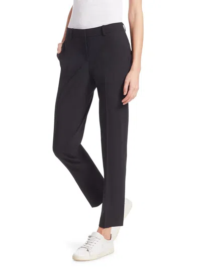 Theory Women's Treeca Skinny-leg Cropped Classic Suiting Pants In Black