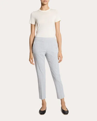 THEORY WOMEN'S TREECA TEXTURED LINEN CROPPED PULL-ON PANTS