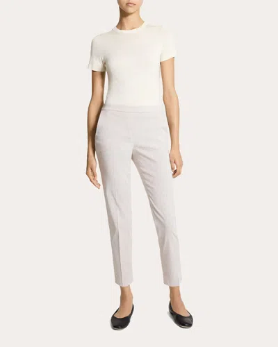 THEORY WOMEN'S TREECA TEXTURED LINEN CROPPED PULL-ON PANTS