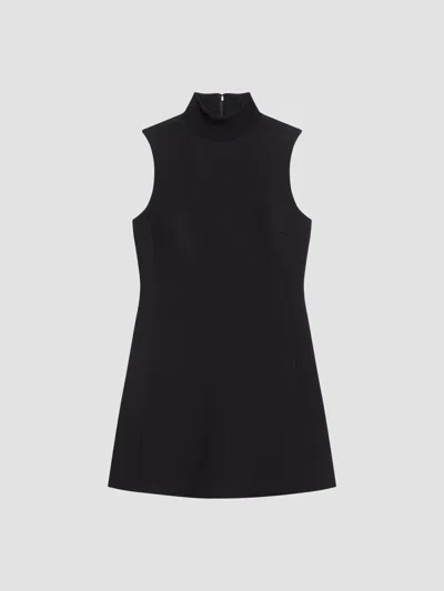 Theory Mock Neck Sleeveless A Line Dress In Black