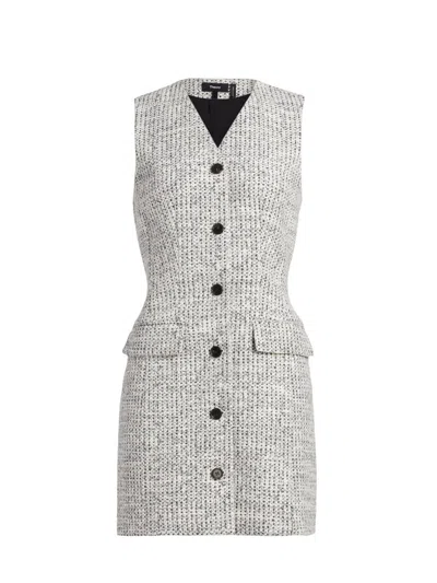 Theory Tweed Mini Dress In White
