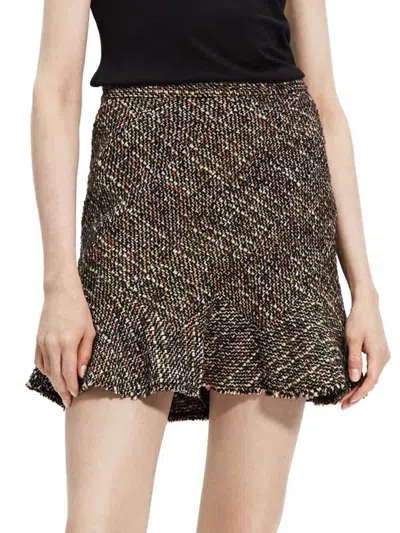 Theory Women's Tweed Flared Hem Mini Skirt In Green Multi