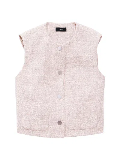 Theory Women's Tweed Patch Pocket Vest In Pink