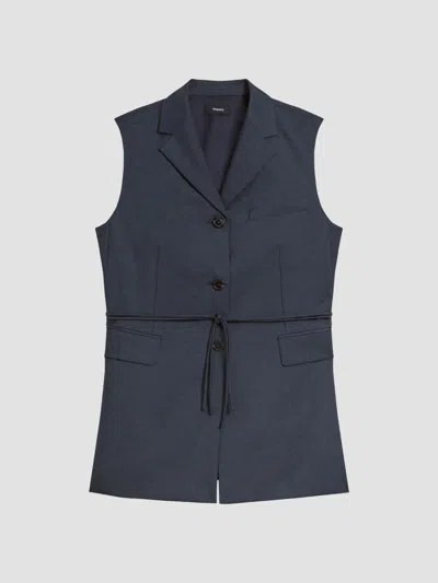 Theory Women's Twill Notch Lapel Vest In Blue
