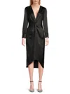 Theory Women's Twist Front Satin Midi-dress In Black