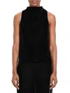 Theory Sleeveless Cowl Neck Stretch Velvet Top In Black