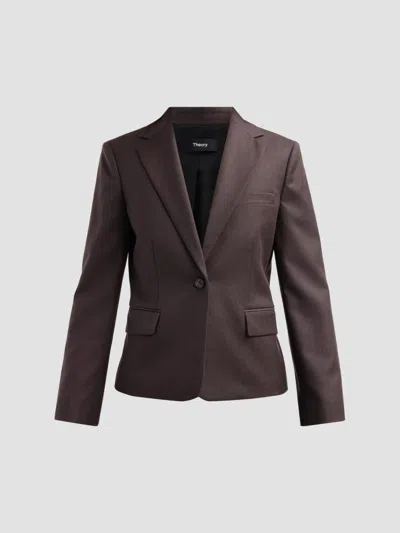 Theory Women's Virgin Wool Single-breasted Jacket In Brown