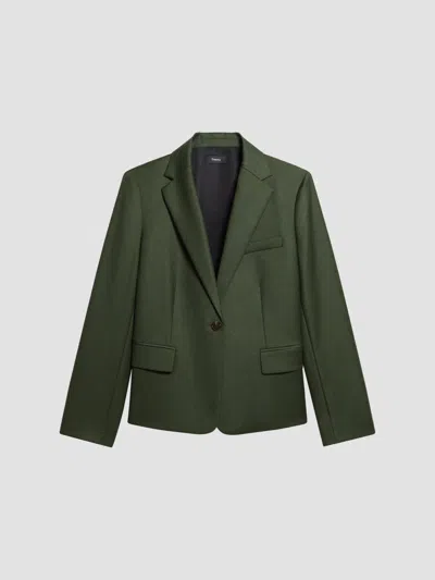 Theory One-button Slim Single-breasted Blazer In Green