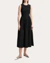 Theory Stretch-knit And Cotton-blend Poplin Midi Dress In Black