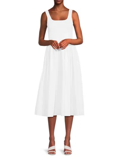 Theory Women's Volume Solid Sleeveless Midi Dress In White