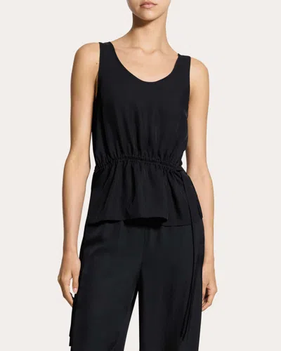 Theory Women's Washed Twill Drawstring Tank Top In Black