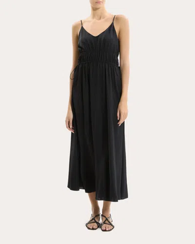 Theory Women's Washed Twill Gathered Midi Dress In Black