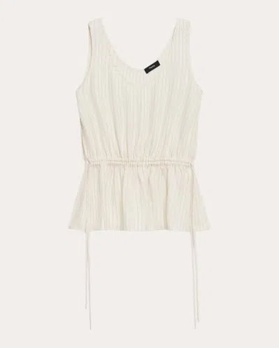 Theory Women's Washed Twill Stripe Drawstring Tank Top In Brown