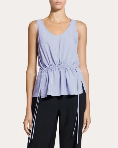 Theory Women's Washed Twill Stripe Drawstring Tank Top In Purple