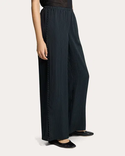 Theory Women's Washed Twill Stripe Slit Pull-on Pants In Blue