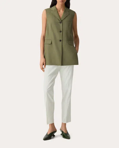 Theory Women's Washed Twill Vented Vest In Green