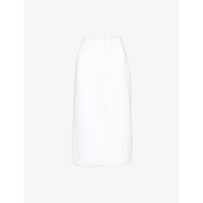 Theory Womens White Darted Regular-fit Linen Midi Skirt