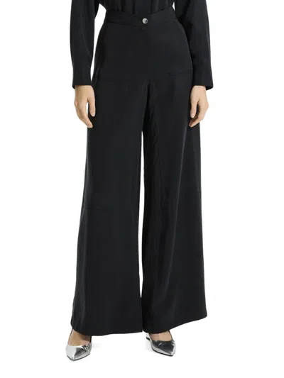 Theory Lyocell-twill Wide-leg Pants In Black