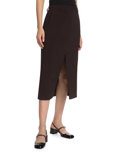 Theory Women's Wool A-line Midi-skirt In Brown